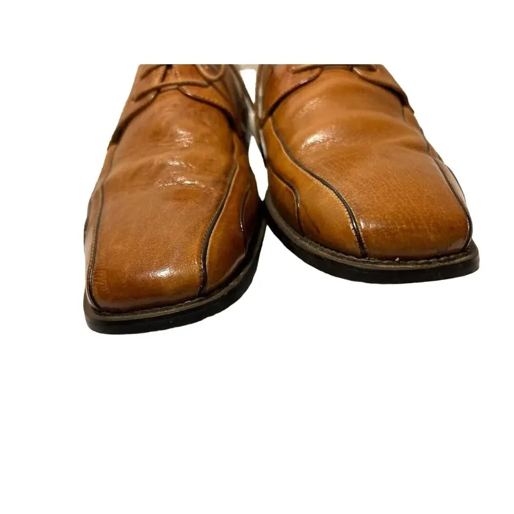 Mens “Fratelli Select” Leather Dress Oxford Shoe, Carmel Color, lace up,11 M